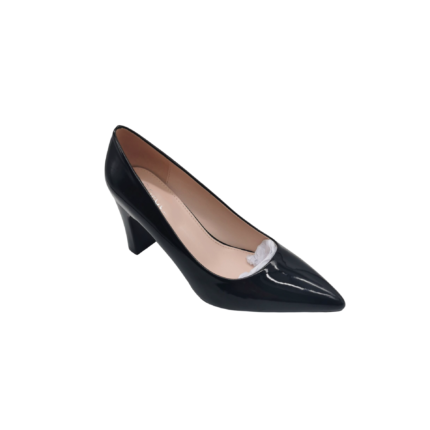 Black Fancy Thick Kitten Office Heel