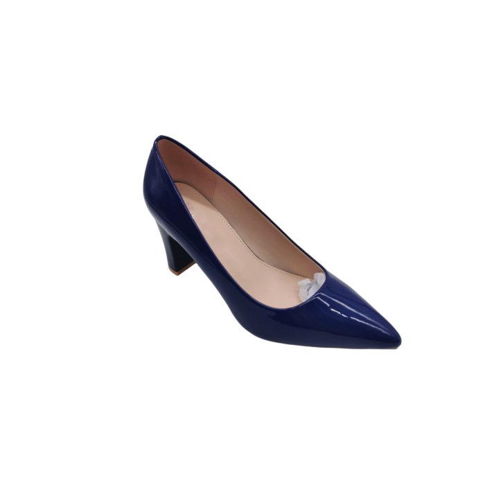 Blue Fancy Thick Kitten Office Heel