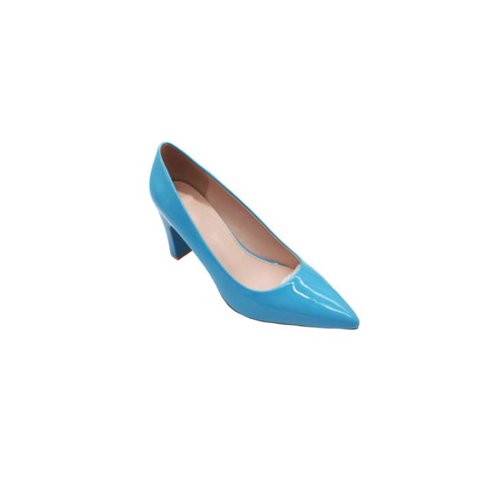 Sky Blue Fancy Thick Kitten Office Heel