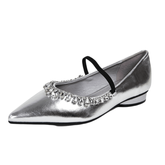 Silver High Pumps Leather Lining Heel